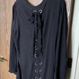 Black Over Size Lace Up Black Sweatshirt